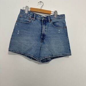 Zara Light Blue High-Rise Denim Shorts